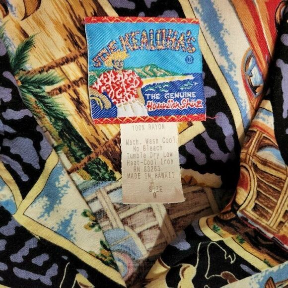 VINTAGE JOE KEALOHAS REYN SPOONER WOODY SURFING HAWAIIAN SHIRT MENS SIZE MEDIUM - Picture 2 of 5